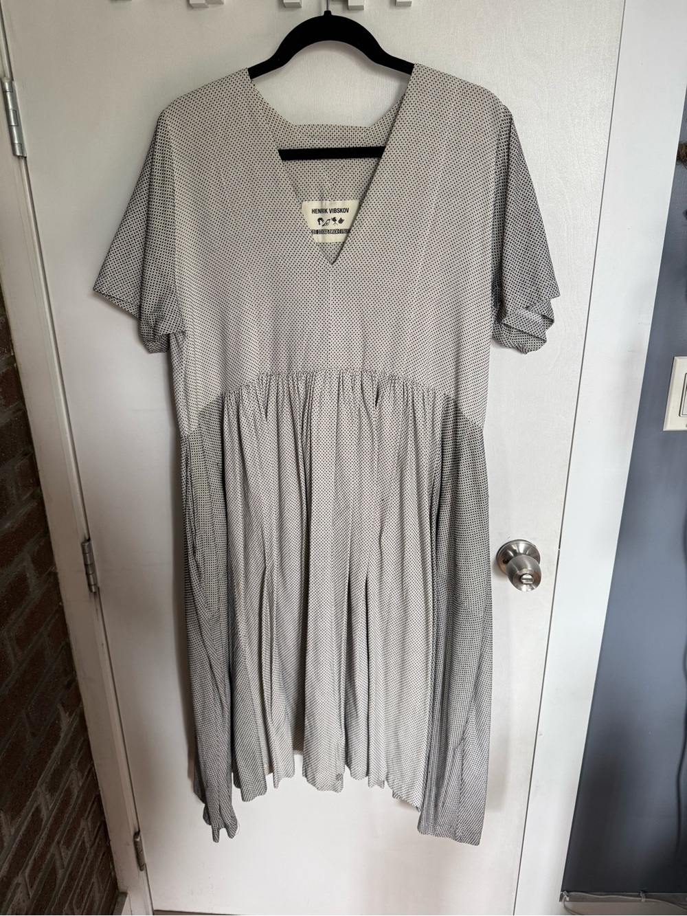 Henrik Vibskov Gray Midi Dress with V-Neck